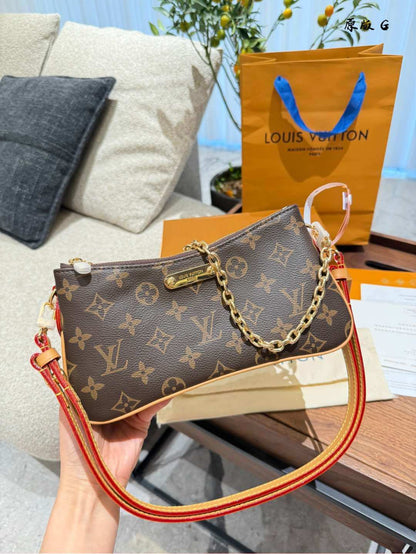 Louis Vuitton Pochette Liv Handbag Brown Monogram