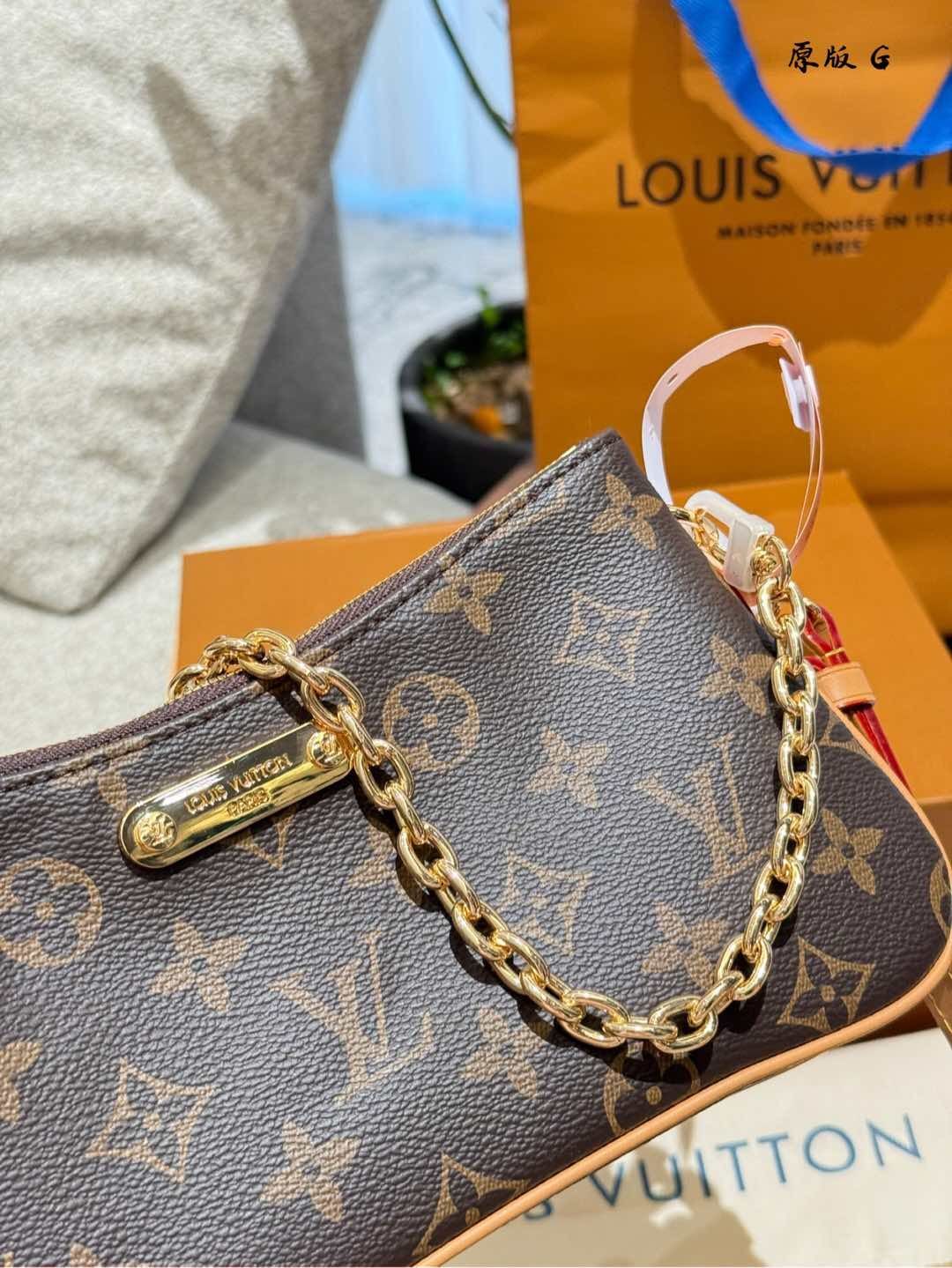 Louis Vuitton Pochette Liv Handbag Brown Monogram