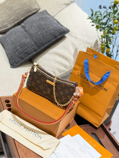 Louis Vuitton Pochette Liv Handbag Brown Monogram