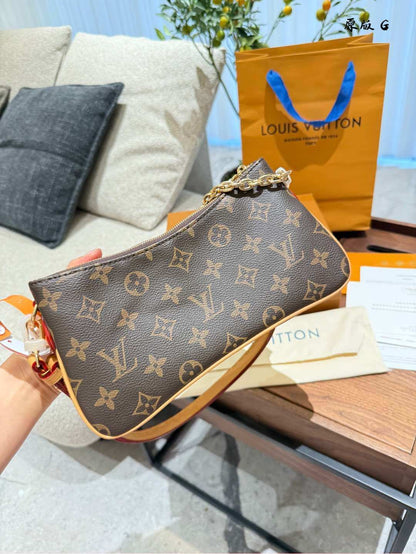 Louis Vuitton Pochette Liv Handbag Brown Monogram