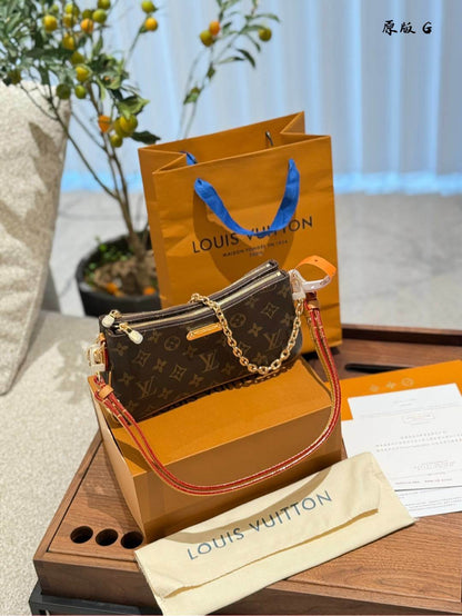 Louis Vuitton Pochette Liv Handbag Brown Monogram