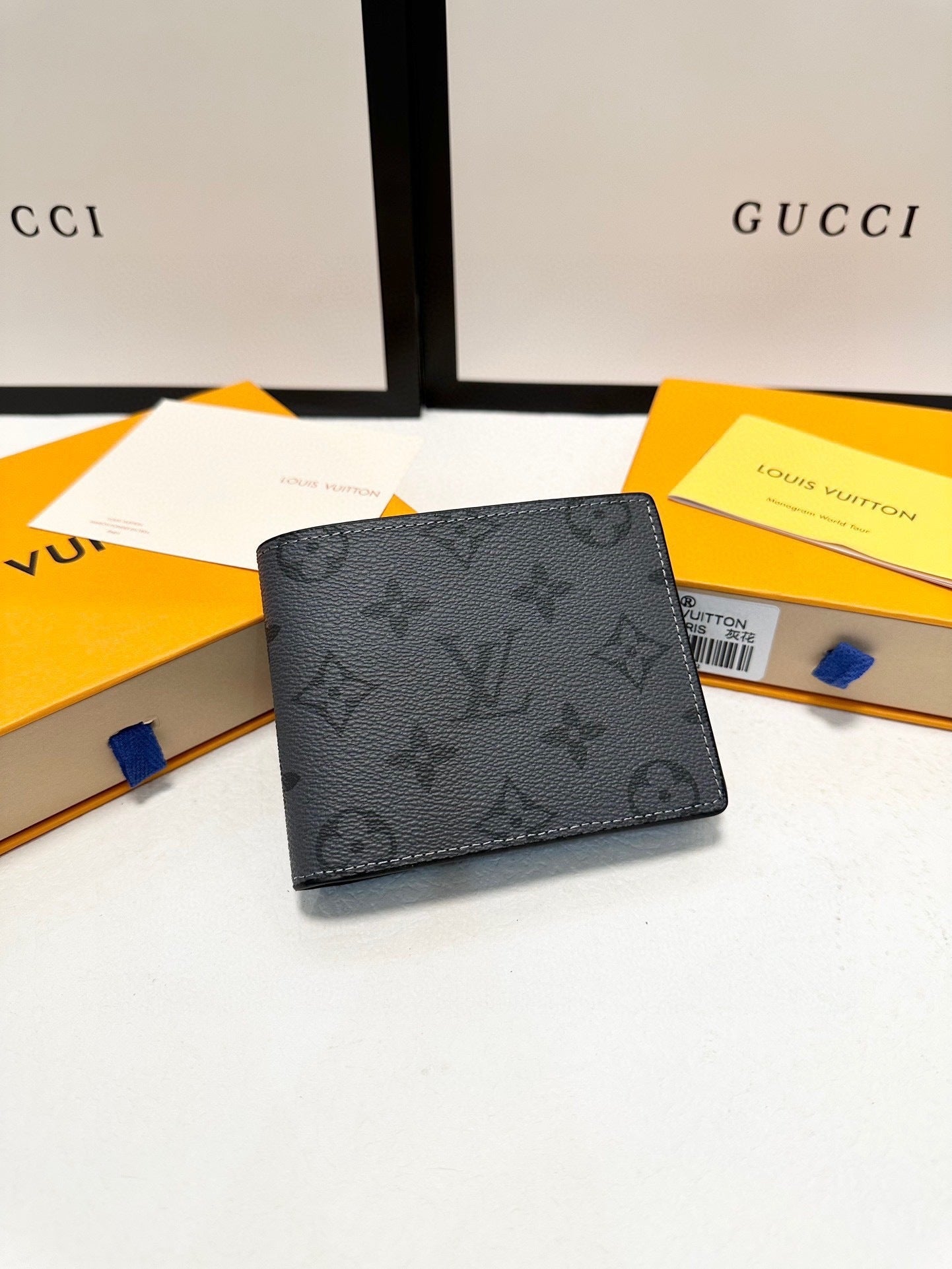Louis Vuitton Wallet Grey Bifold Monogram