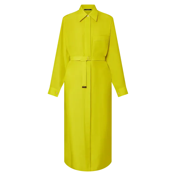 Chartreuse Silk Shirt Dress