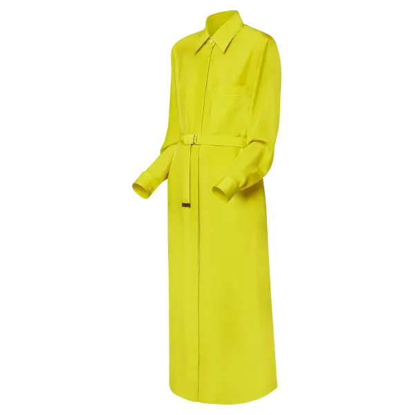 Chartreuse Silk Shirt Dress