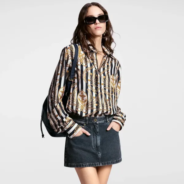 Nautical LV Patch Denim Mini Skirt