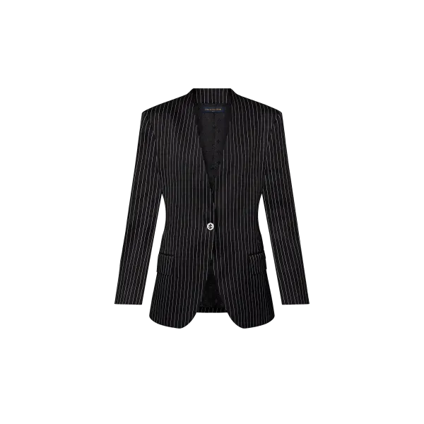 Nautical Pinstripe Collarless Blazer