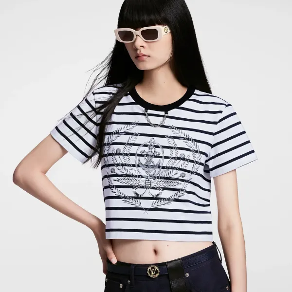 Striped Anchor Crop Top