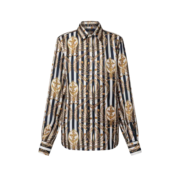 Striped Anchor Silk Shirt