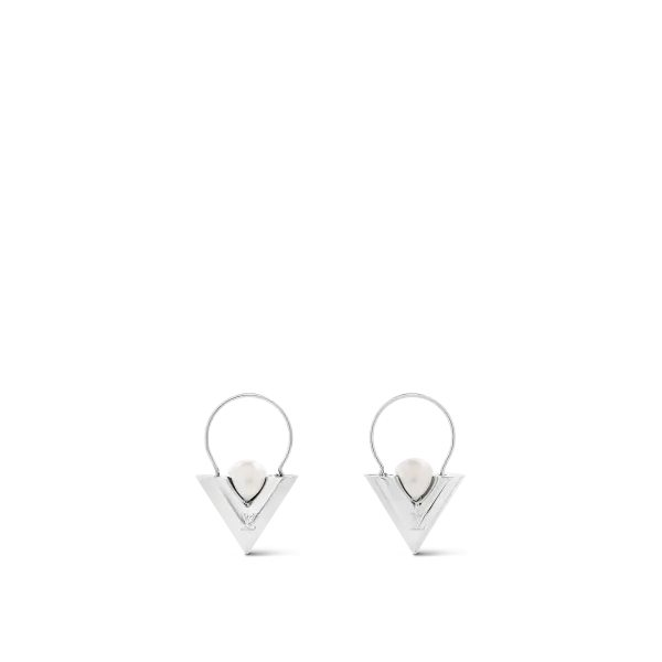 V For Vuitton Pearl And  Metal Earrings