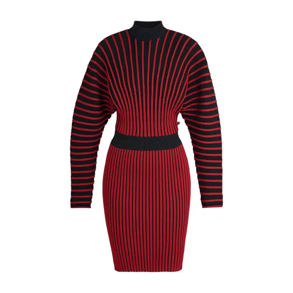 Accordion Pleats Knit Dress