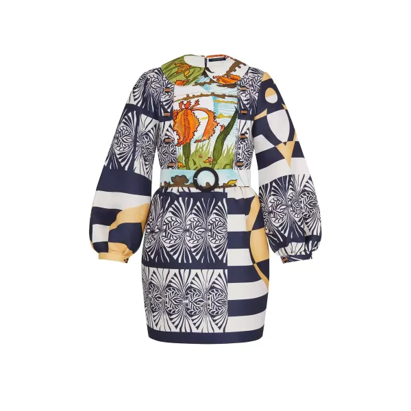 Bell-Sleeved Belted Dress