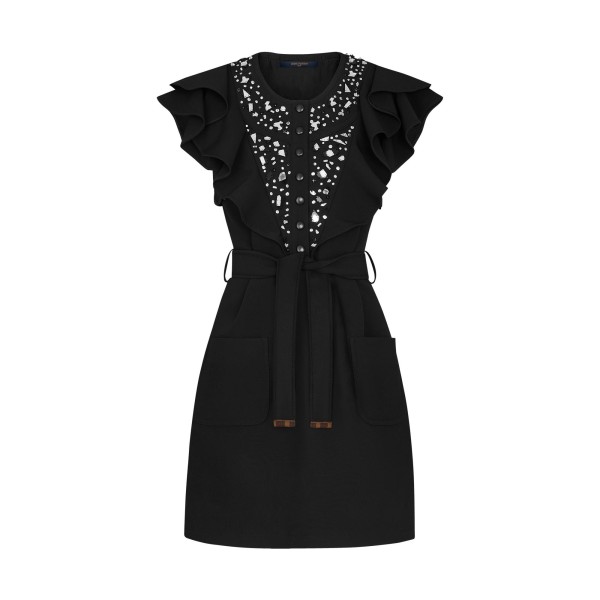 Belted Embroidered Dress