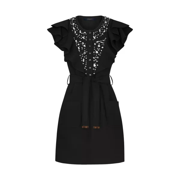 Belted Embroidered Dress