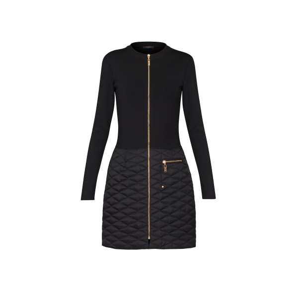 Bi-Material A-Line Knit Dress