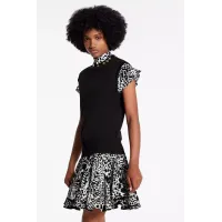 Bifabric Sleeveless Dress With Monogram Flower Eyelets