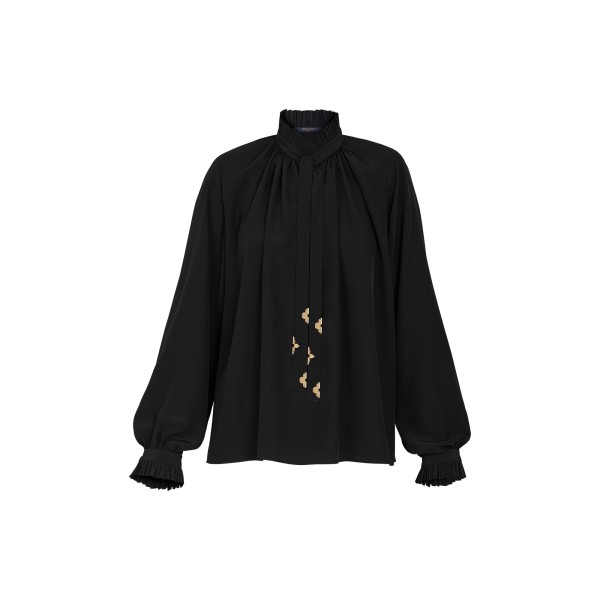 Blouse With Monogram Flower Detail