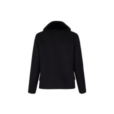 Boxy Peacoat With Mink Collar