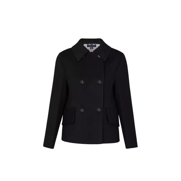 Boxy Peacoat With Mink Collar