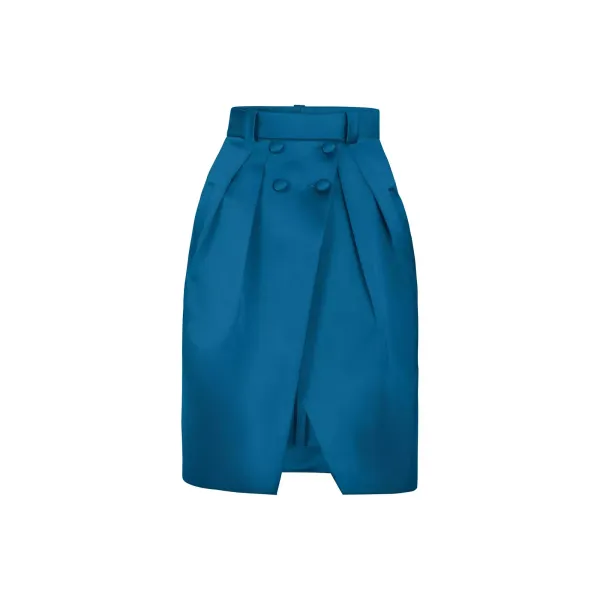 Buttoned Wrap Skirt