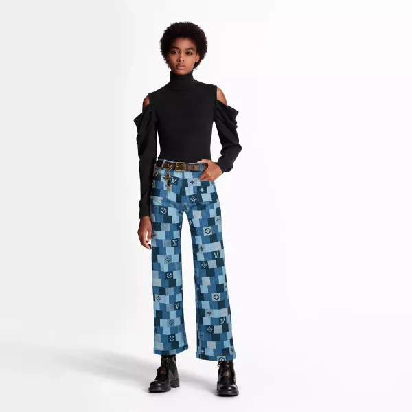 Denim Monogram Check Pant