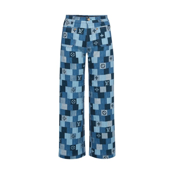 Denim Monogram Check Pant