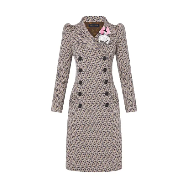 Double-Breasted Knit Coat