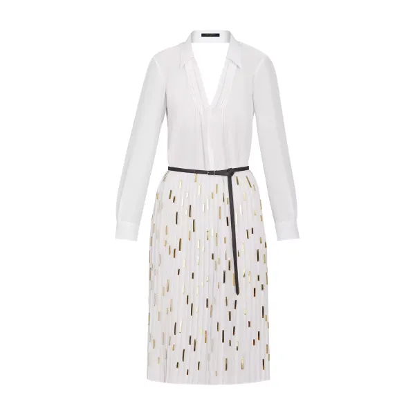 Dress With Embroidered Pleated Skirt