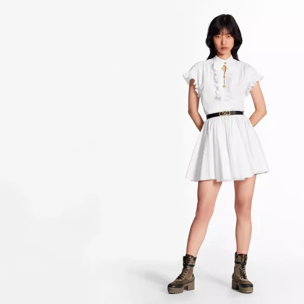 Dress With Frilled Bib