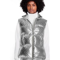 Embossed Monogram Silver Down Gilet