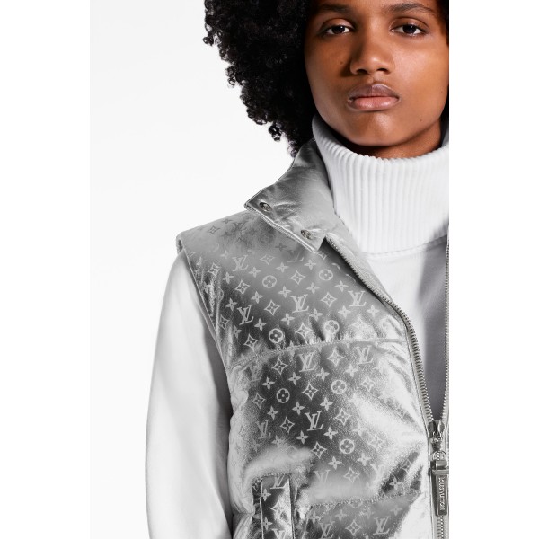 Embossed Monogram Silver Down Gilet