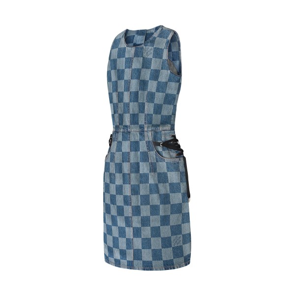 Fitted Denim Zip-Up Dress