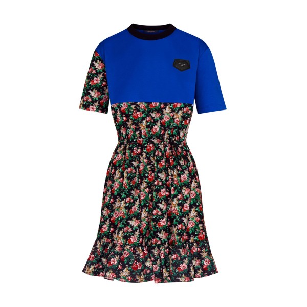 Floral Bi-Fabric Dress