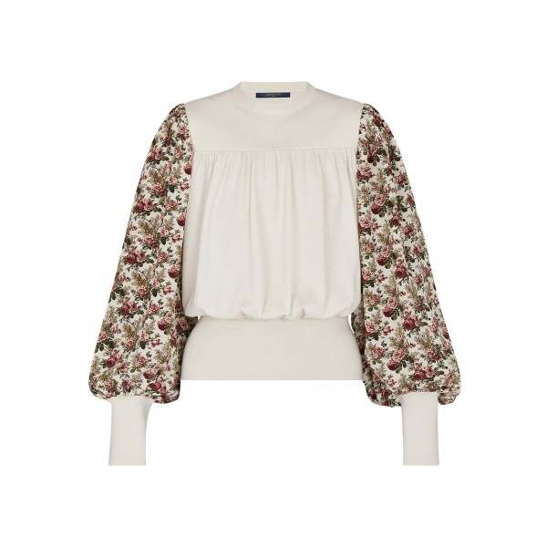 Floral Bi-Material Pullover