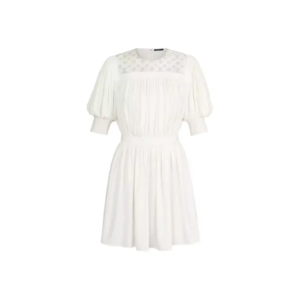 Fluid Dress With Embroidered Plastron