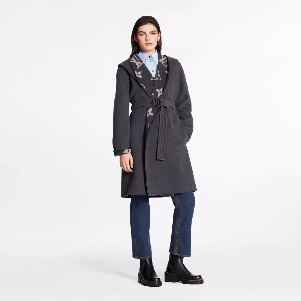 Hooded Wrap Coat With Belt