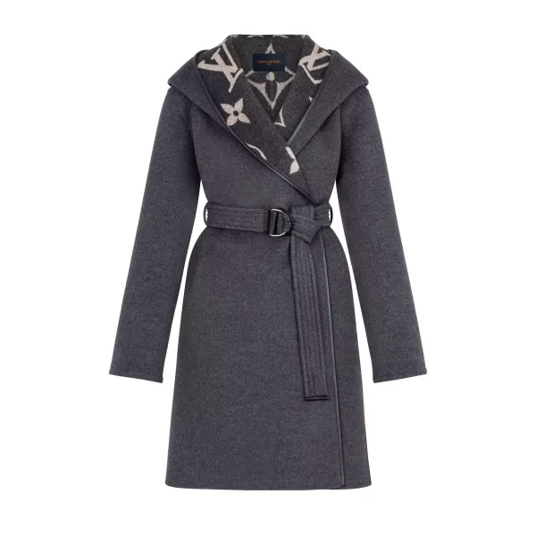 Hooded Wrap Coat With Belt