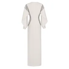 Long Evening Dress With Embroidered Lace