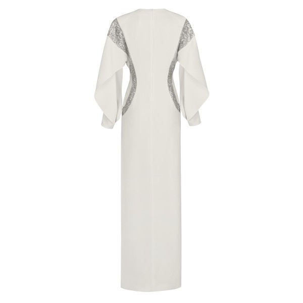 Long Evening Dress With Embroidered Lace
