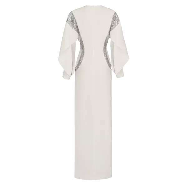 Long Evening Dress With Embroidered Lace