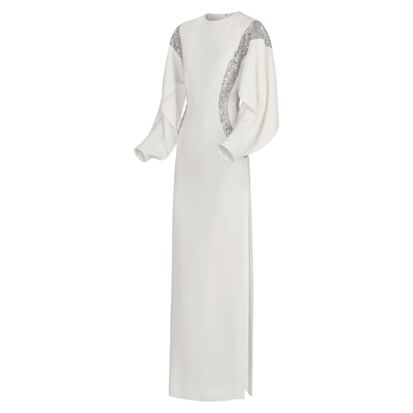 Long Evening Dress With Embroidered Lace