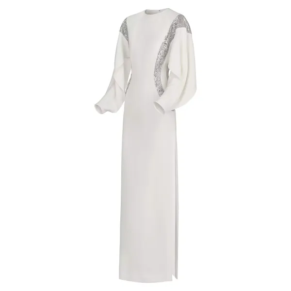 Long Evening Dress With Embroidered Lace