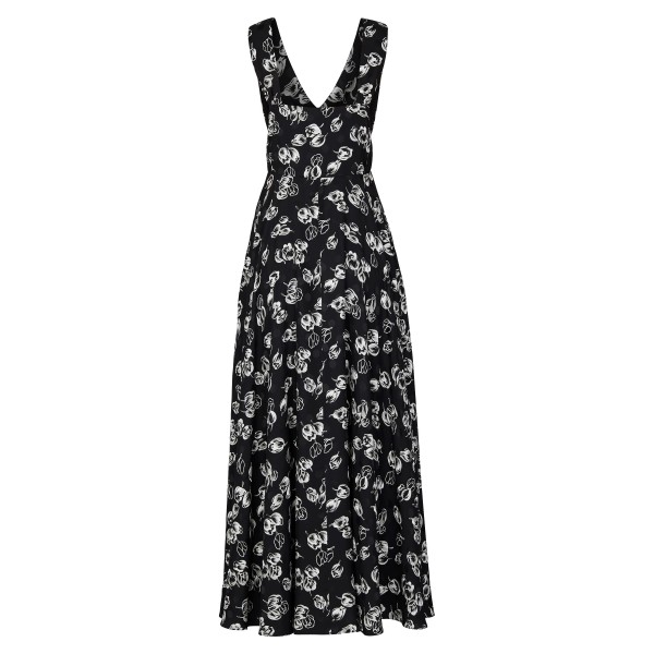 Long Print Sleeveless Evening Dress With Zip