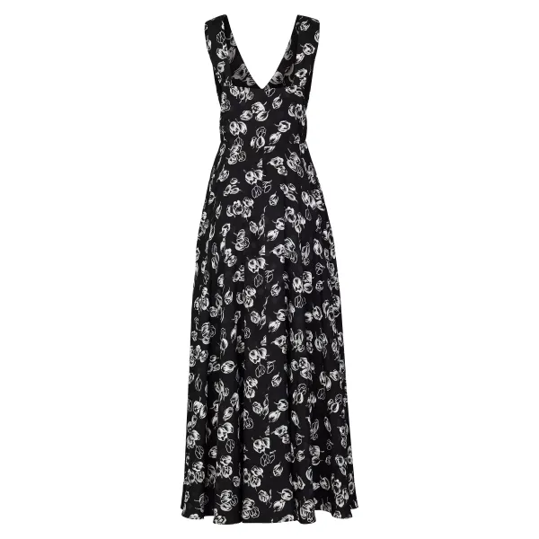 Long Print Sleeveless Evening Dress With Zip