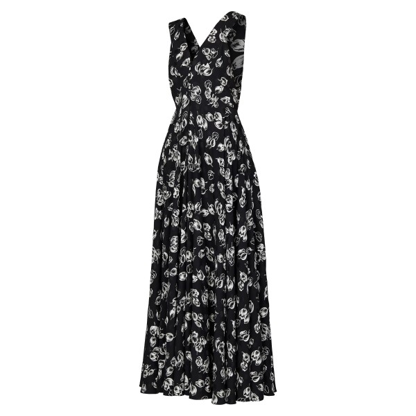 Long Print Sleeveless Evening Dress With Zip