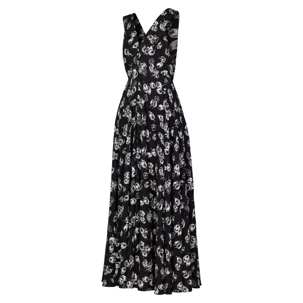Long Print Sleeveless Evening Dress With Zip