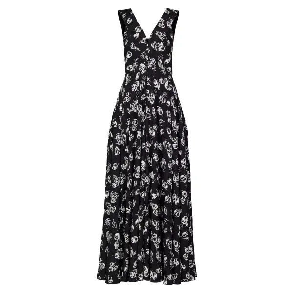 Long Print Sleeveless Evening Dress With Zip
