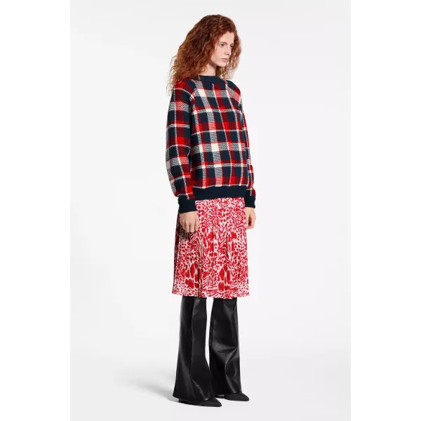 Long Raglan Sleeve Check Pullover