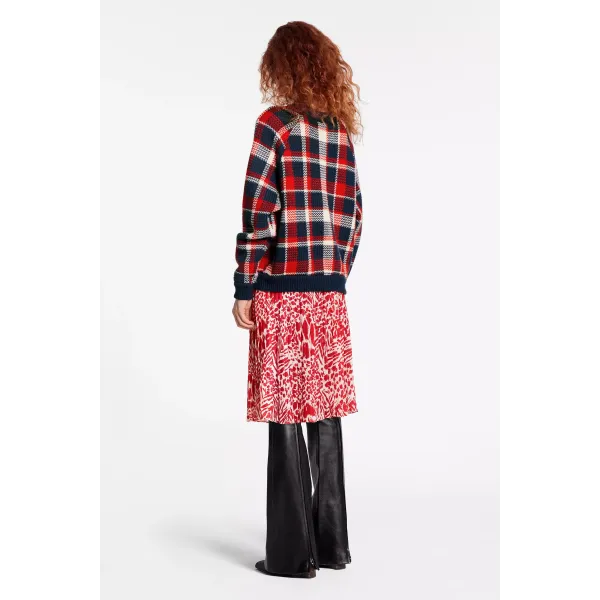 Long Raglan Sleeve Check Pullover