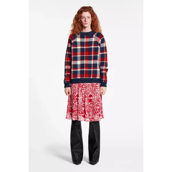 Long Raglan Sleeve Check Pullover