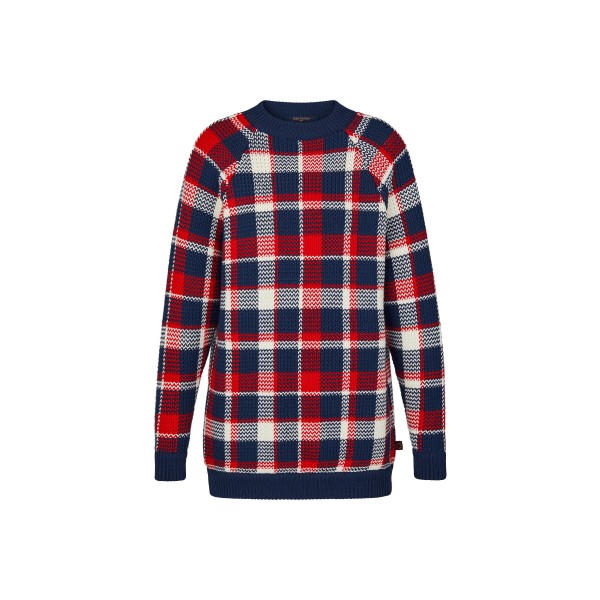 Long Raglan Sleeve Check Pullover